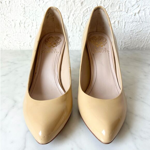 Vince Camuto Vickiy Beige Patent Leather Pumps Heels - Women's Size 6B - Picture 3 of 10